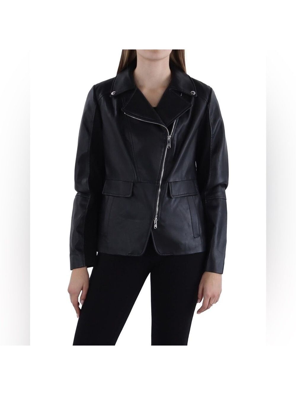 SAM EDELMAN FAUX LEATHER Black MOTO JACKET SZ SMALL